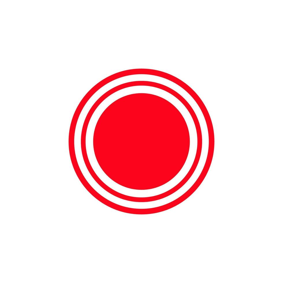 Bold red concentric circles design with a striking central solid red circle element vector