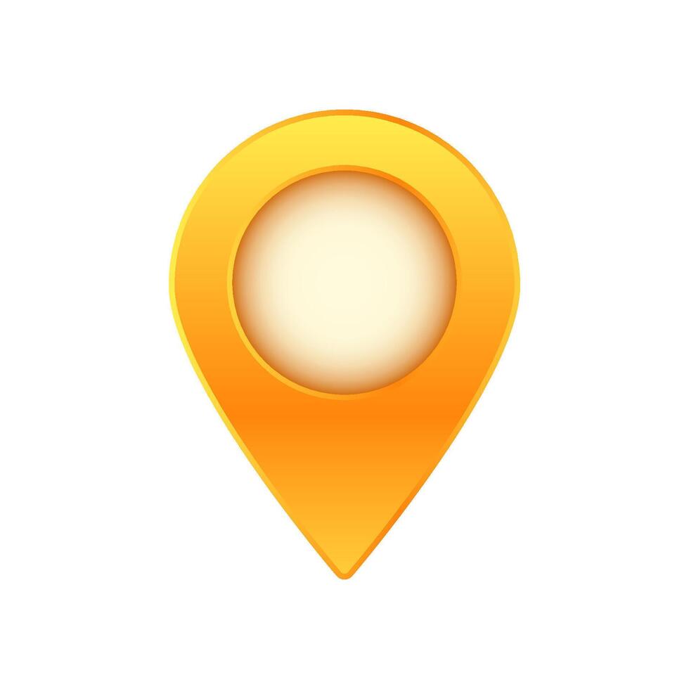 Bright yellow map pin icon with gradient center for navigation and location apps vector