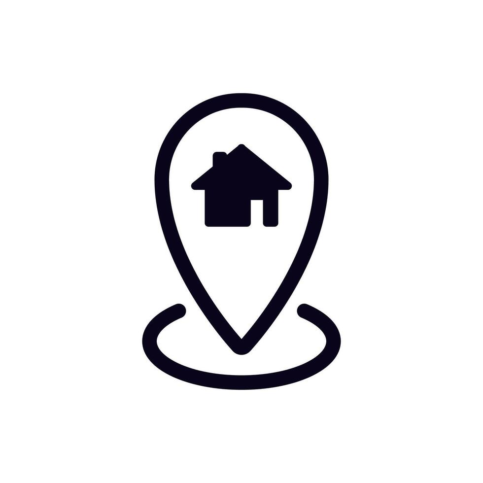 House icon inside location marker signifying real estate and property business opportunities vector
