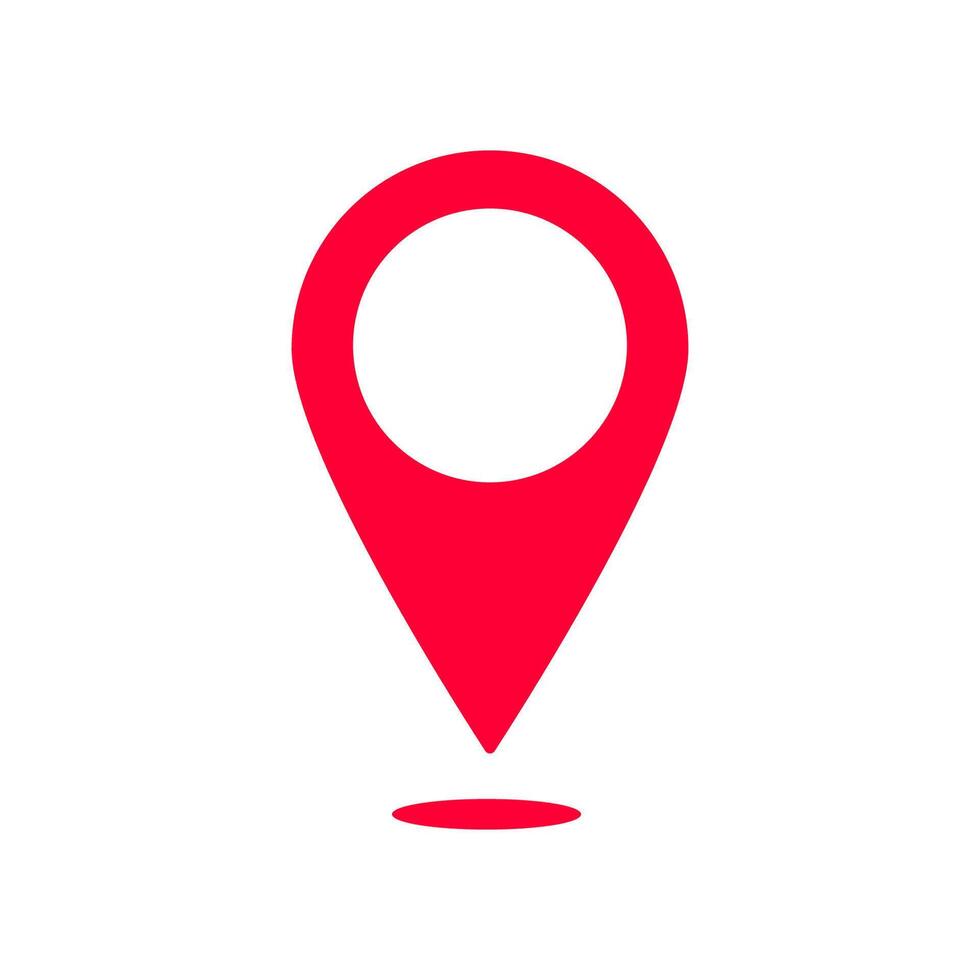 Red location pin icon with circular center for maps or gps navigation vector