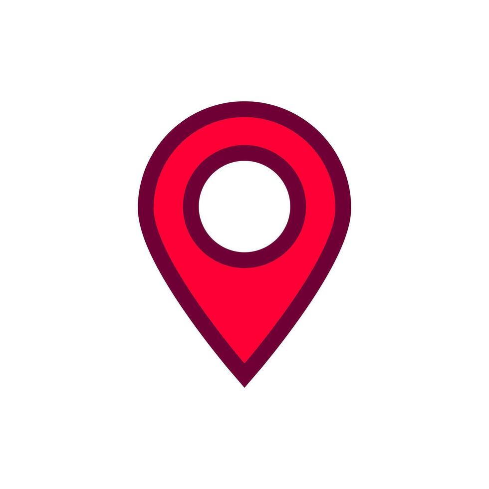 Red location pin symbol representing navigation and geographical points on maps vector