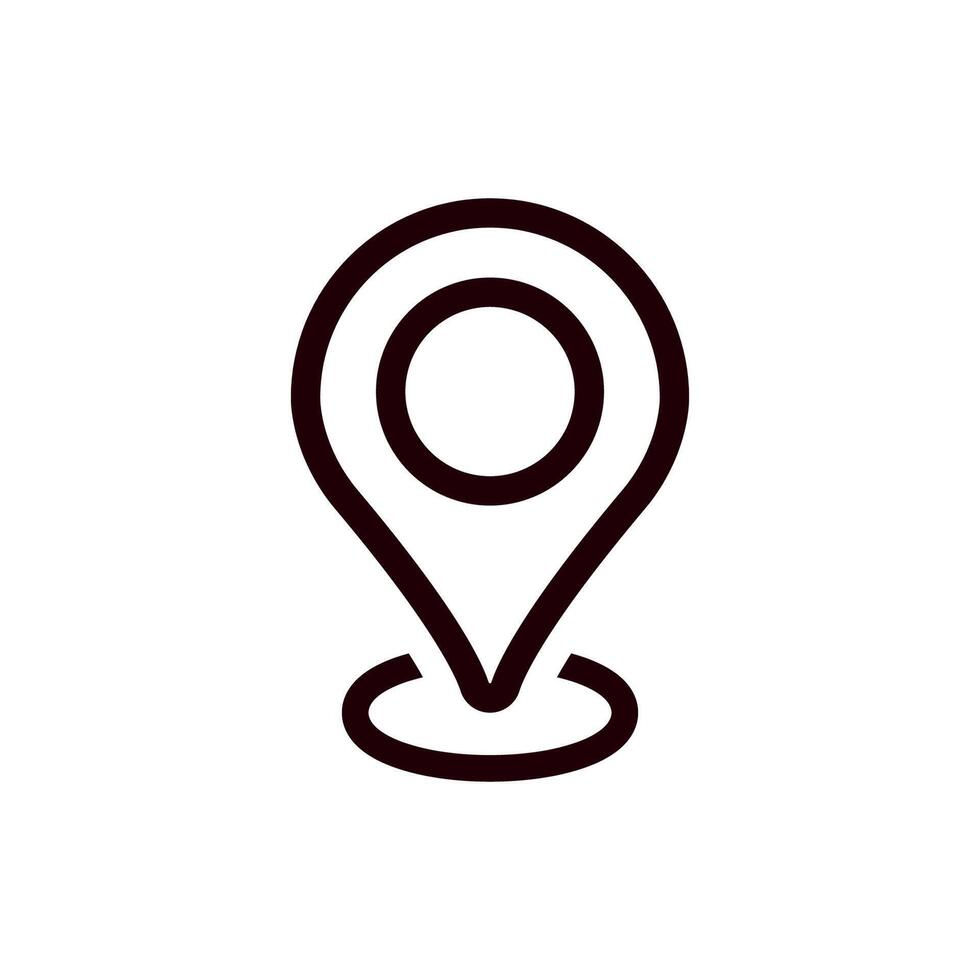 Simple map pin symbol in black showing a location on a map with a neat circular design vector