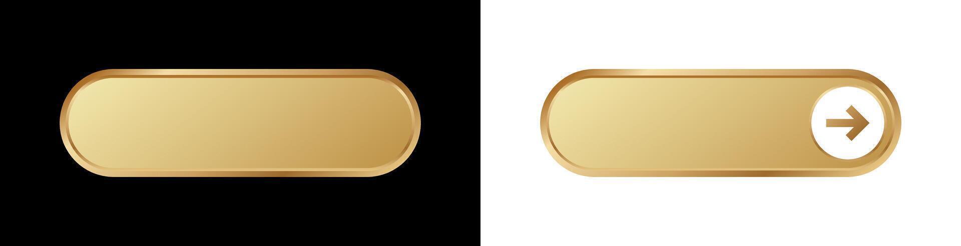 Gold button with arrow design side by side vector
