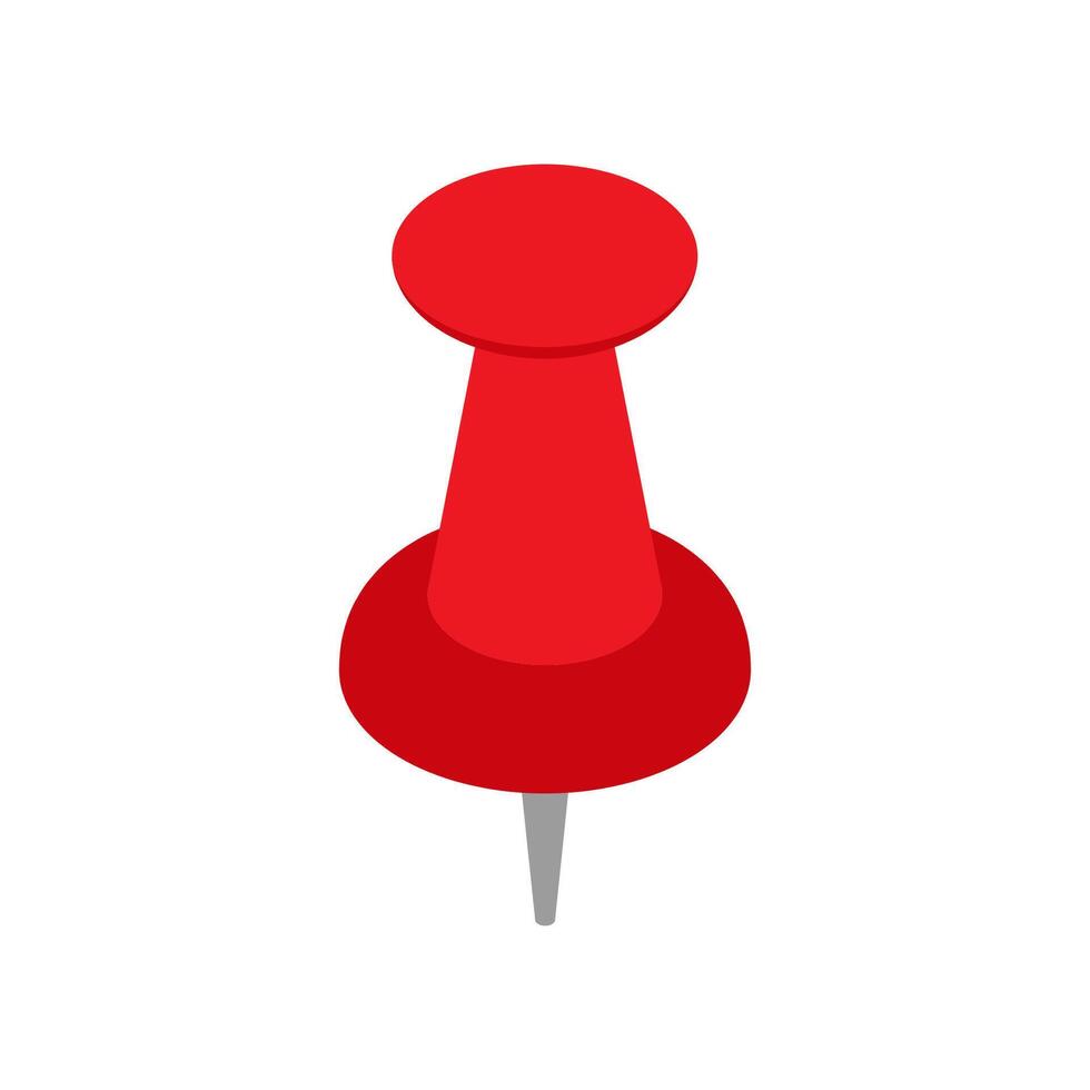 Bright red pushpin with sharp metal point ready for noticeboard and bulletin board tasks vector