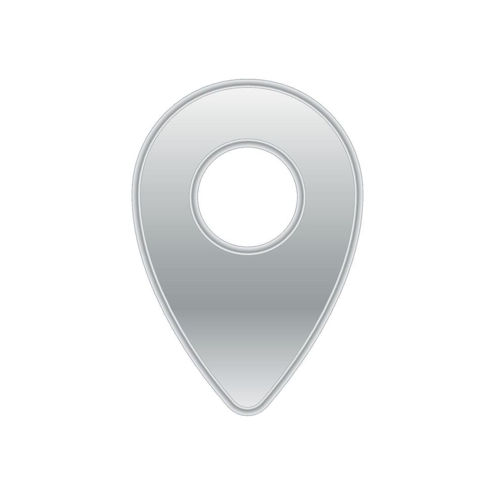 Silver map pin icon with metallic finish for location and navigation purposes vector