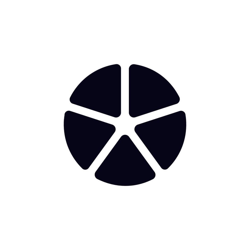 Black five-section circular shape resembling camera aperture or modern icon vector