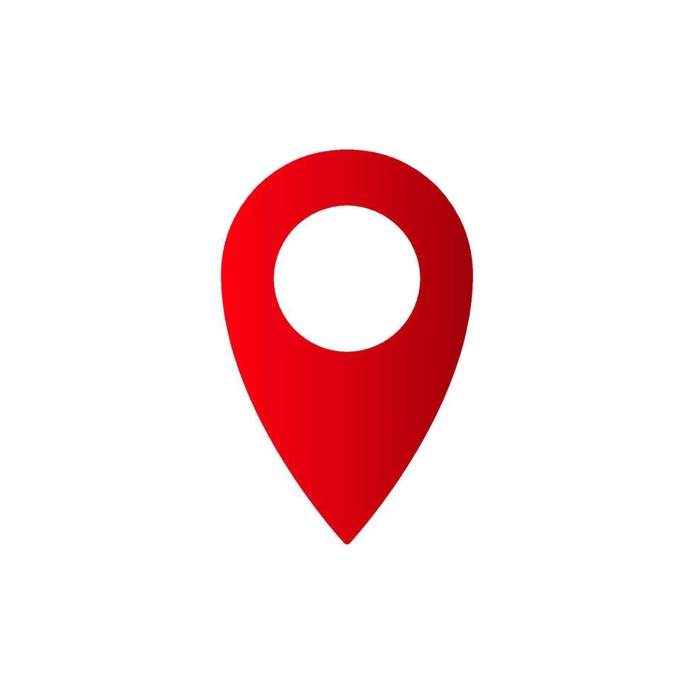 Red location pin icon with shadow highlighting simplicity and modern design for maps apps vector