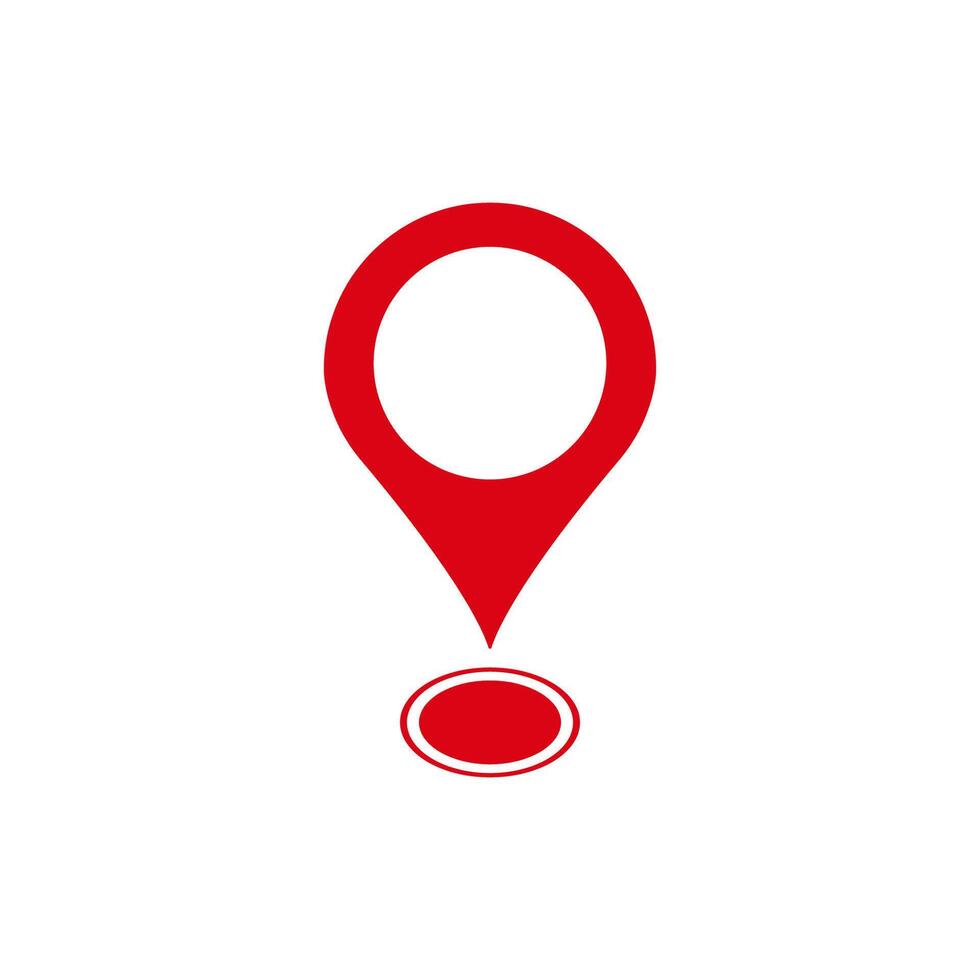 Simple red location pin icon with circular outline vector
