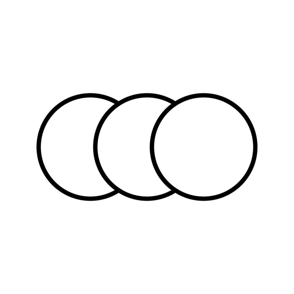Three overlapping circles with minimalistic black outline design vector