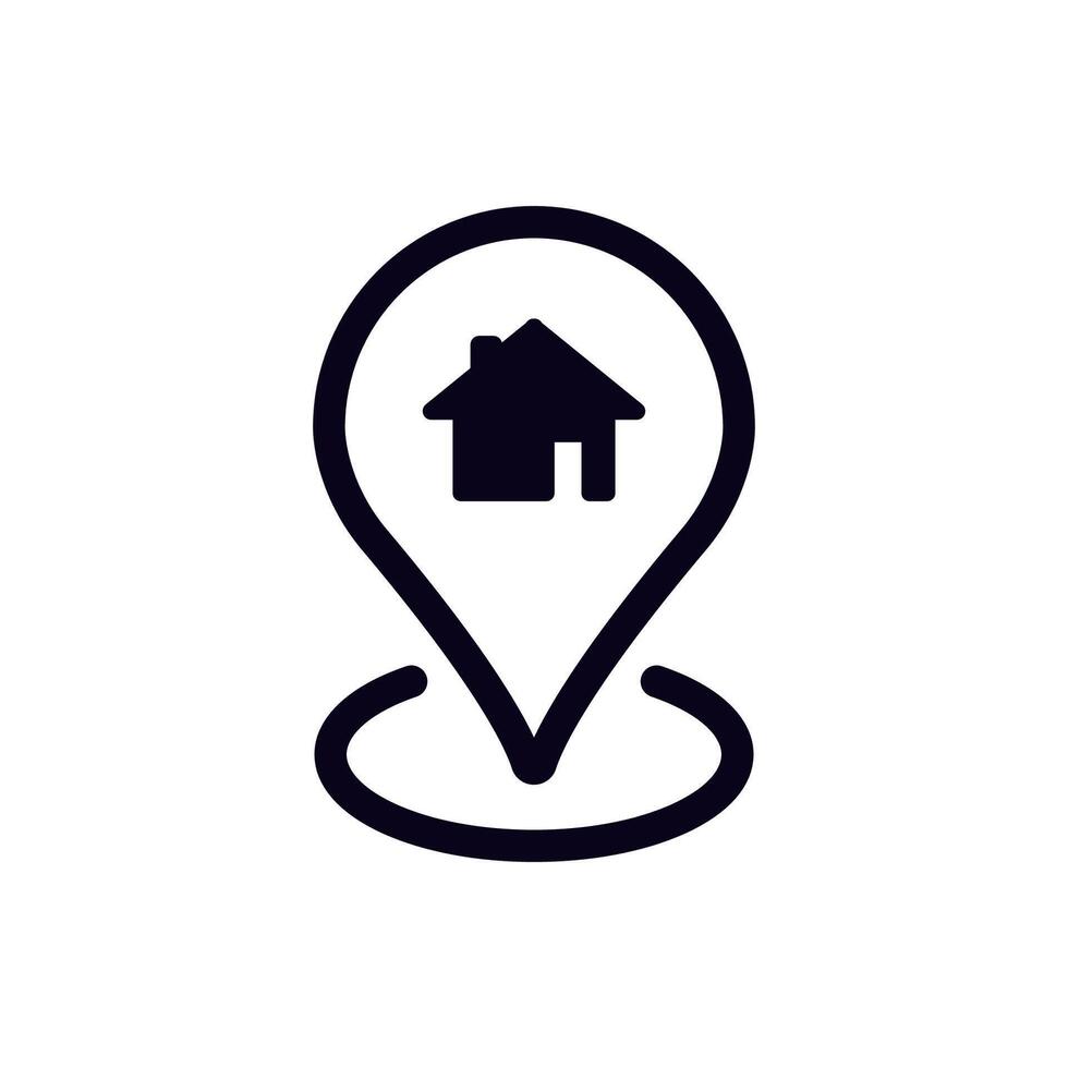 House map pin icon symbolizing real estate location or online property finding services vector