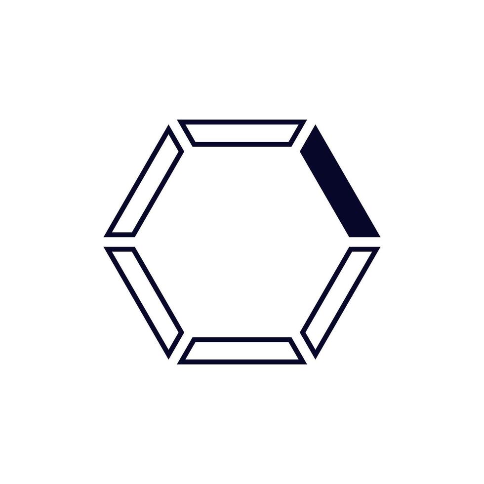 Clean geometric shape with bold lines creating a hexagonal design in simple black outline vector