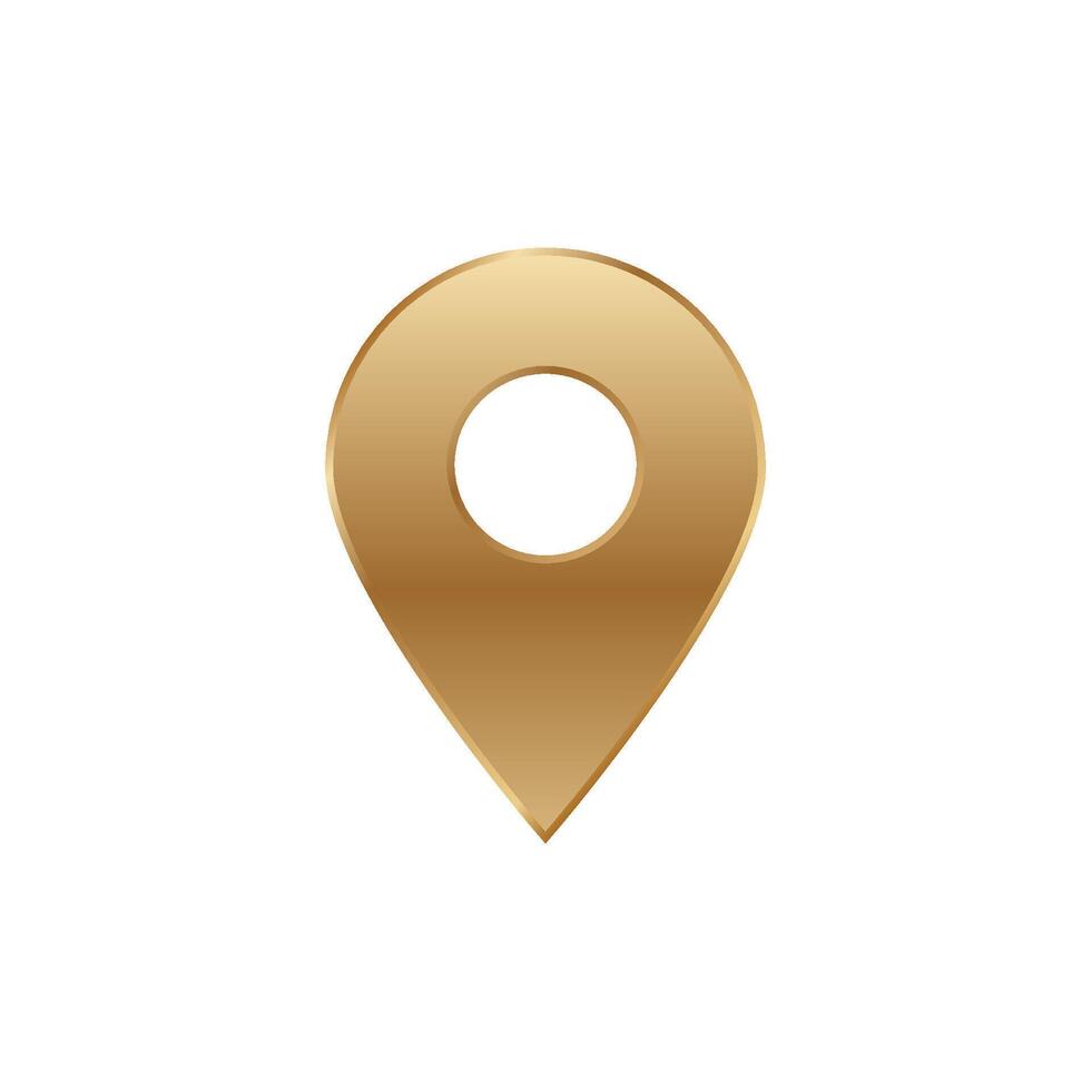 Golden location marker design with circular hole for navigation and map applications vector