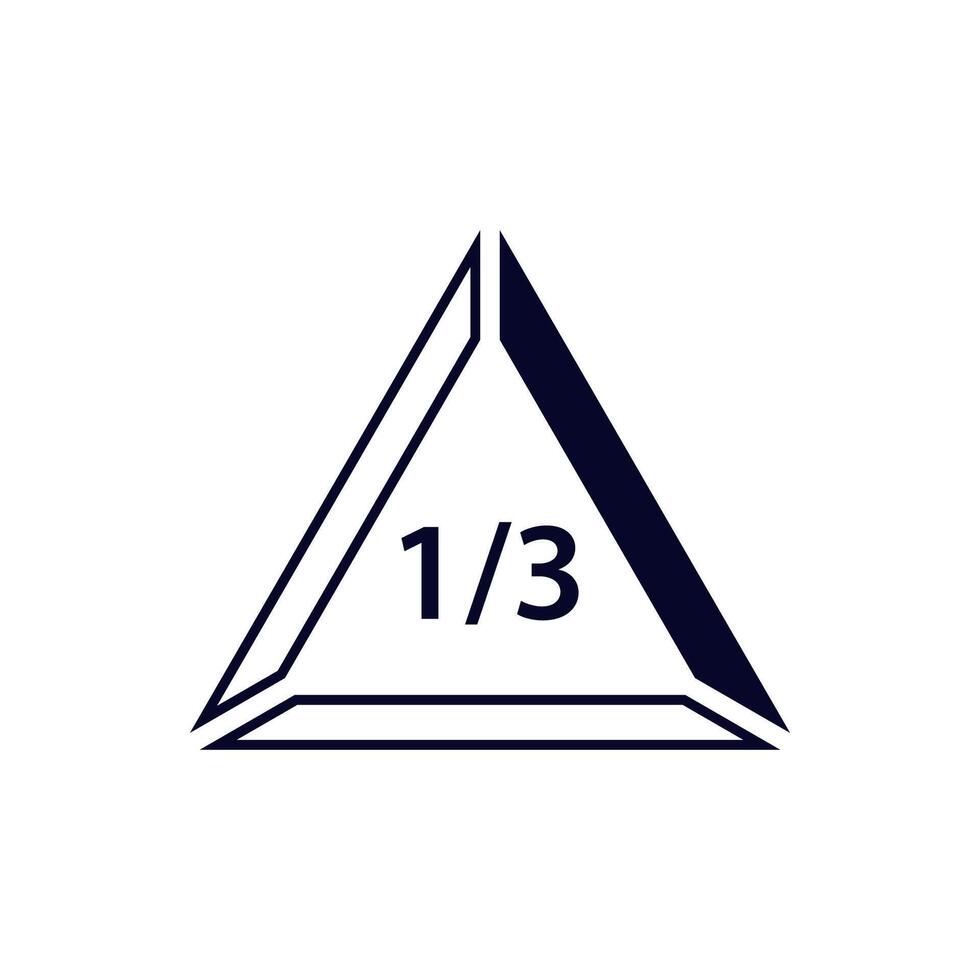 Geometric logo design with fraction symbol inside stylized triangle shape vector