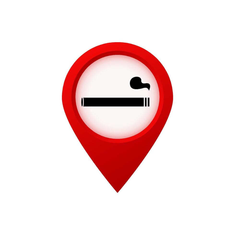 Red location pin with smoking symbol for no smoking zone or designated smoking area vector