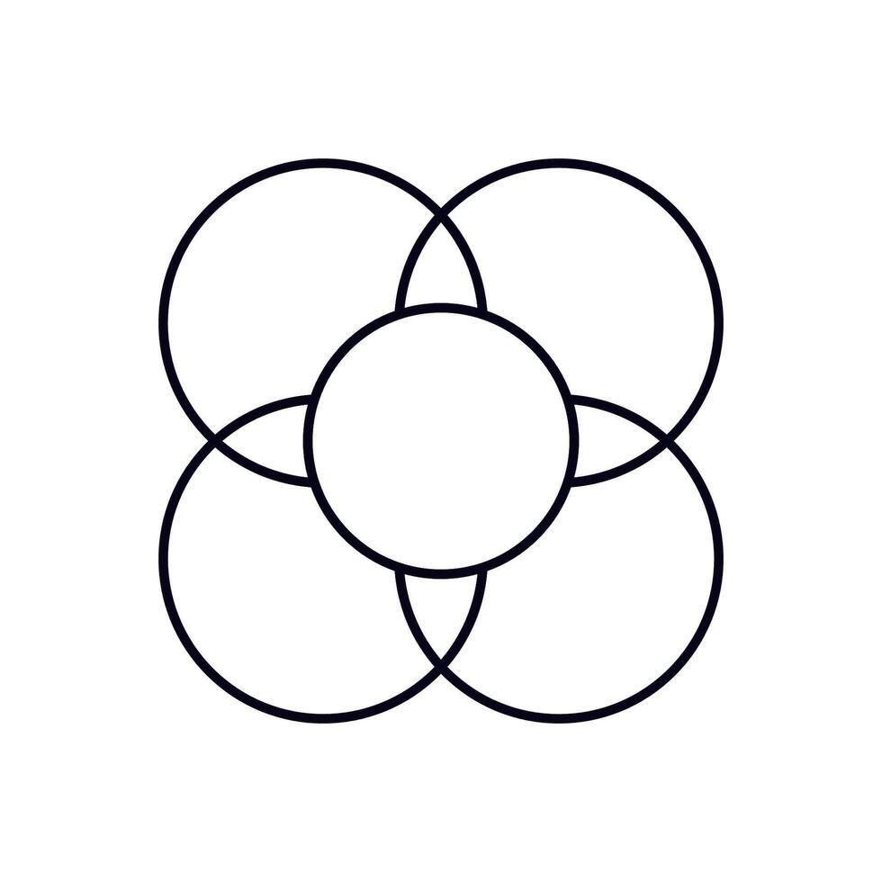 Overlapping circles illustration showcasing minimalist symmetrical geometric design vector