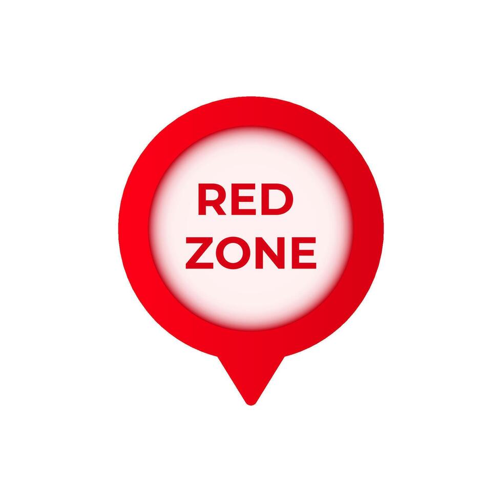 Bright red zone symbol in circular form with drop pin design vector