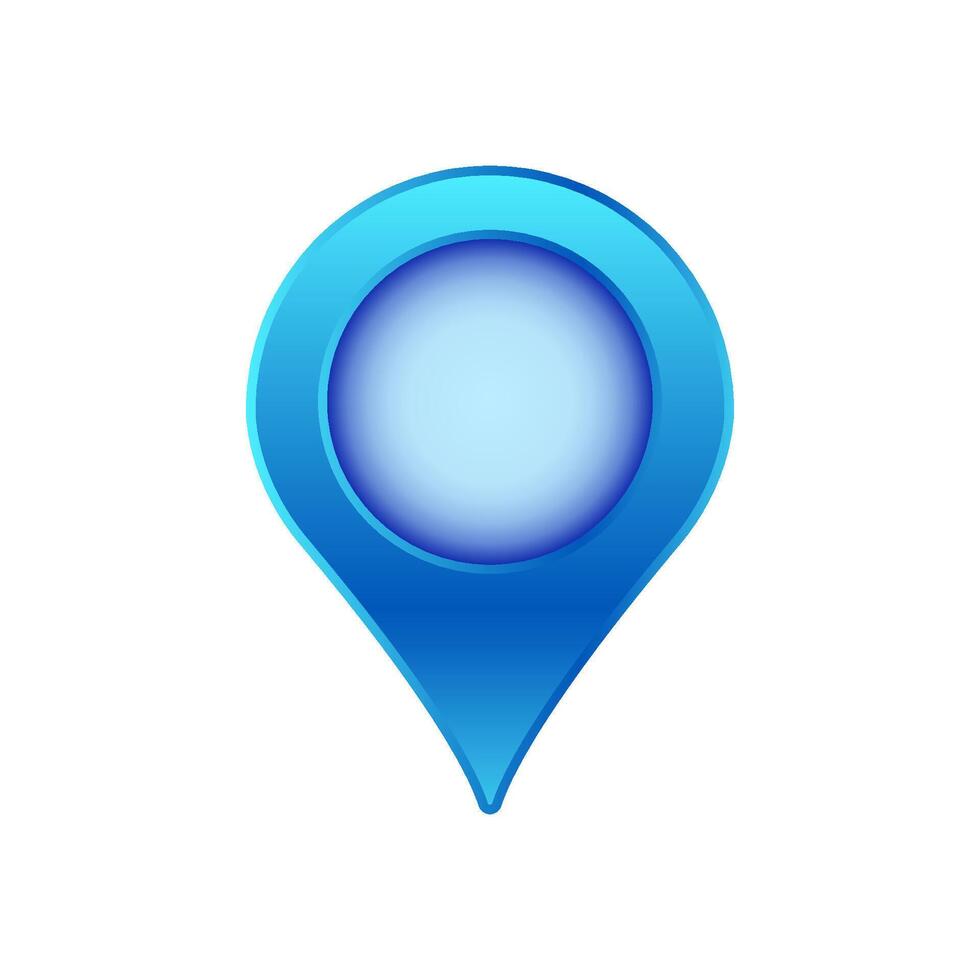Blue location pin with gradient design for map and navigation apps vector