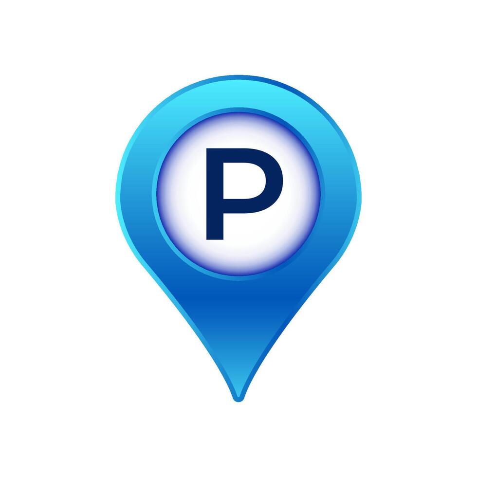 Blue parking location icon with letter p for navigation and maps vector