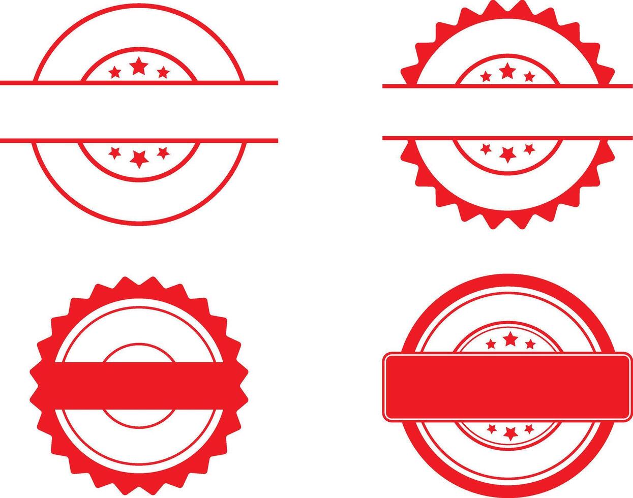 Collection of red seal stamps, badges, and labels for various design and template applications vector