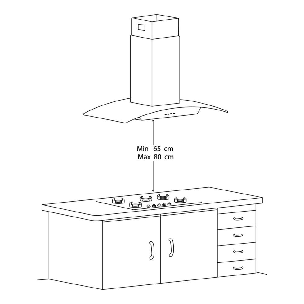 outline sketch Kitchen range hood Installation Guide vector