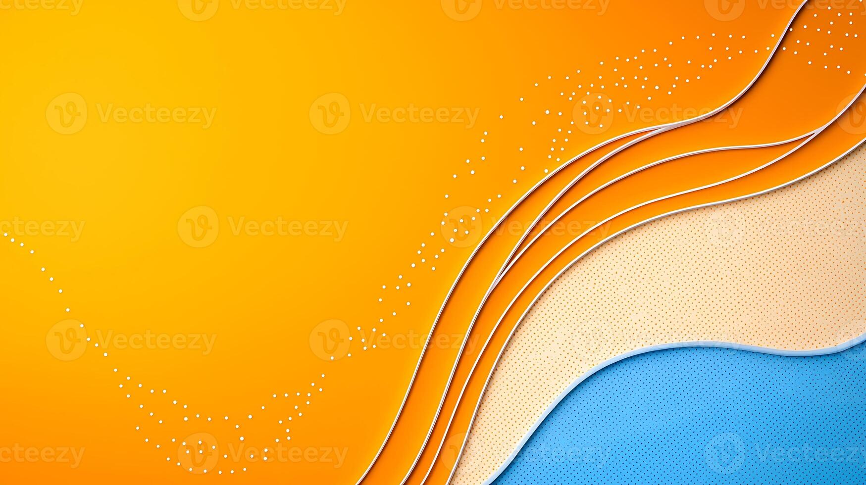 Abstract design featuring flowing lines in vibrant orange, blue, and beige, creating a dynamic background photo