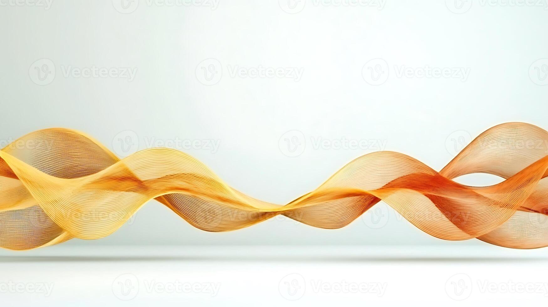Abstract flowing ribbons of orange and yellow color against a soft white background photo