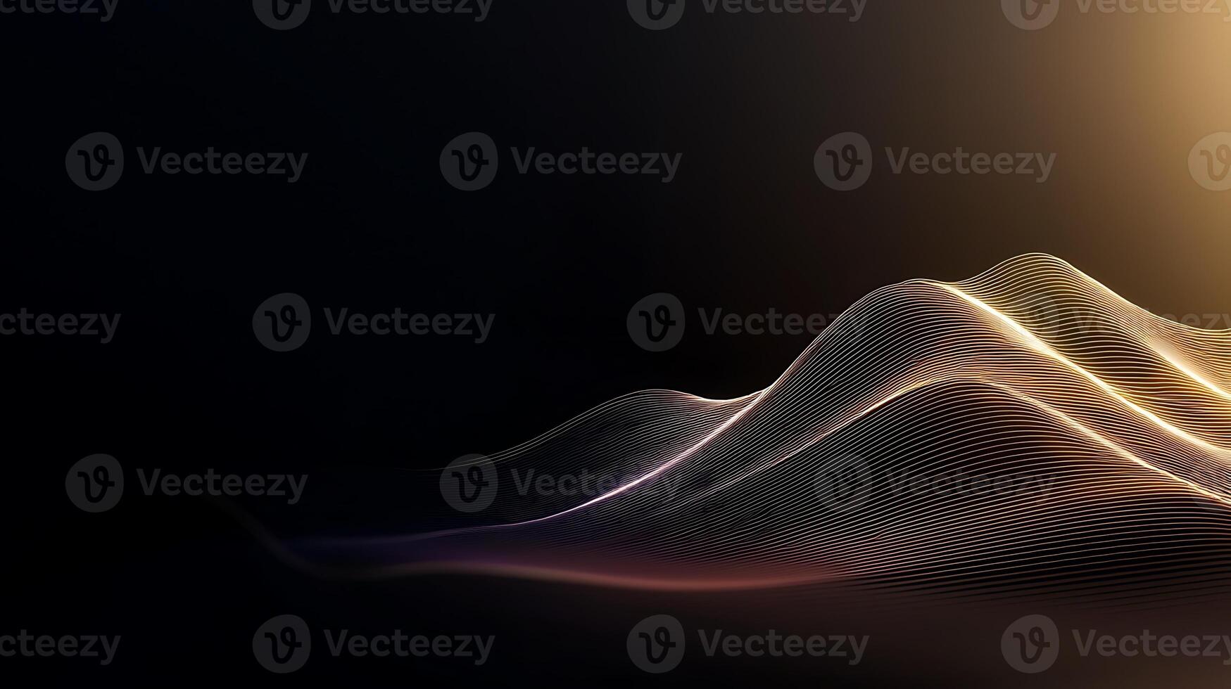Abstract waves of light and shadow undulating across a dark background, creating a serene atmosphere photo