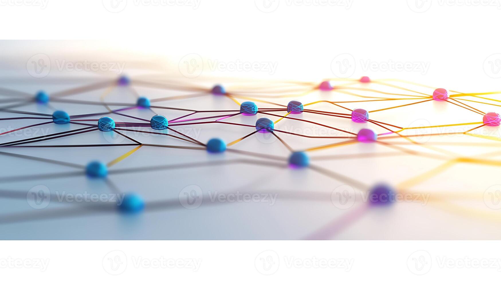 Abstract network visualization with colorful nodes and connections on a bright background photo