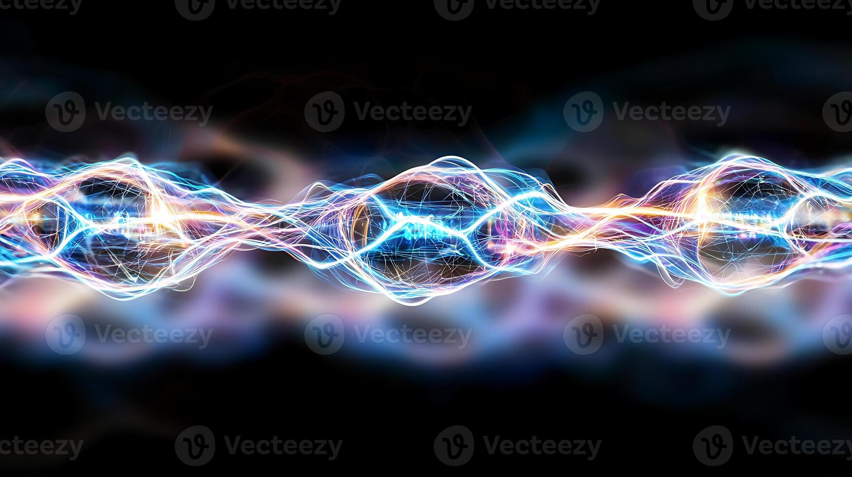 Abstract representation of electric waves in vibrant colors against a dark background photo