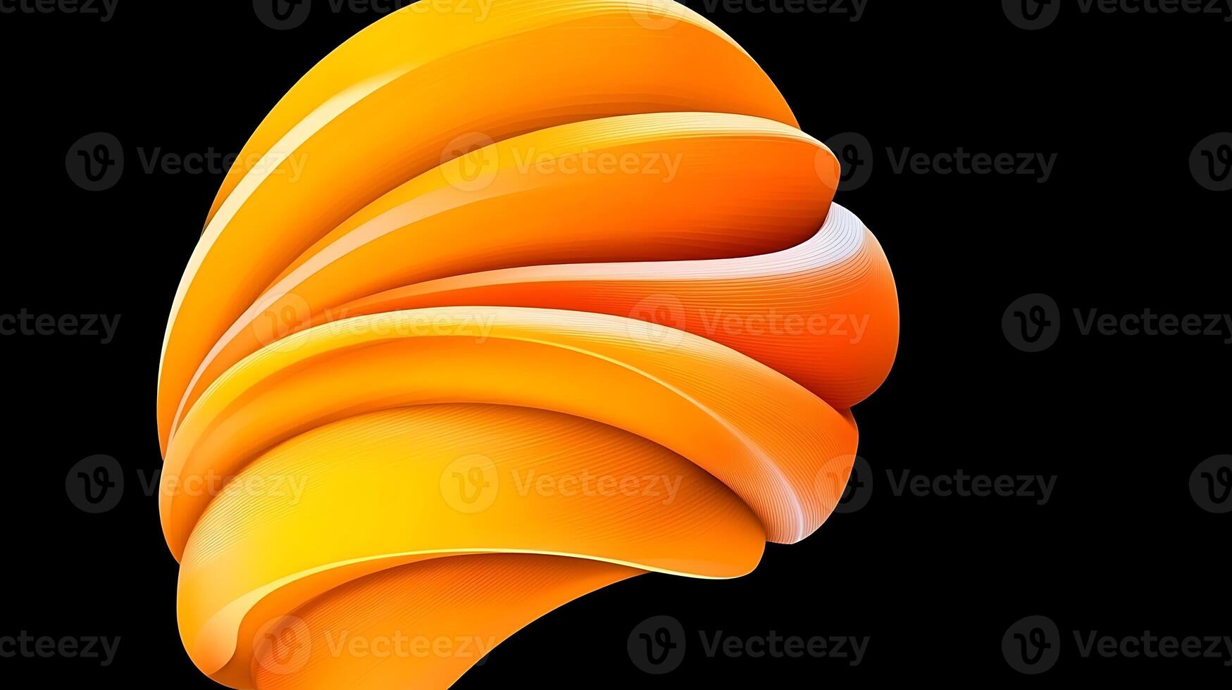 Abstract orange swirl design on a black background, showcasing smooth curves and layers photo