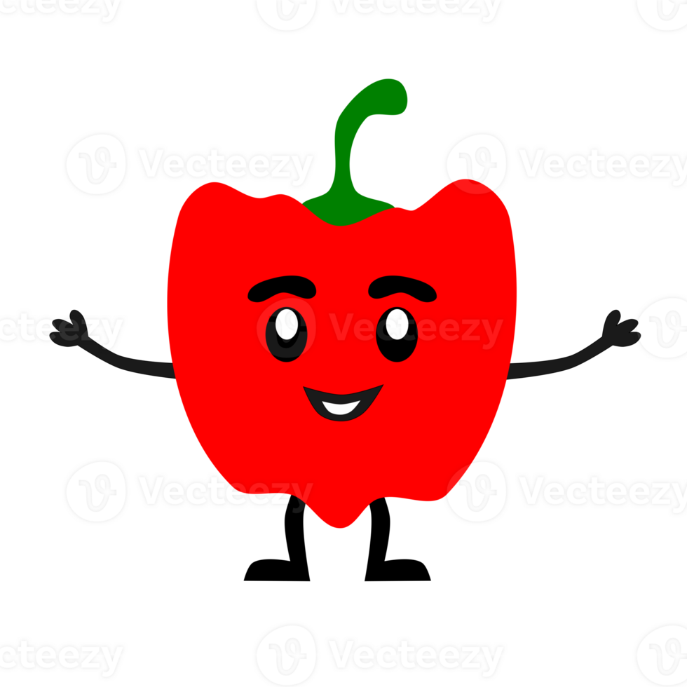 A cartoon red pepper with arms outstretched png