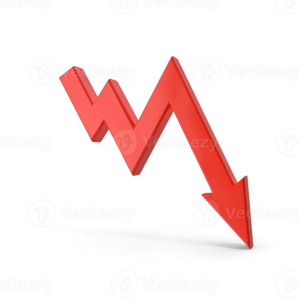 Business loss red down arrow png