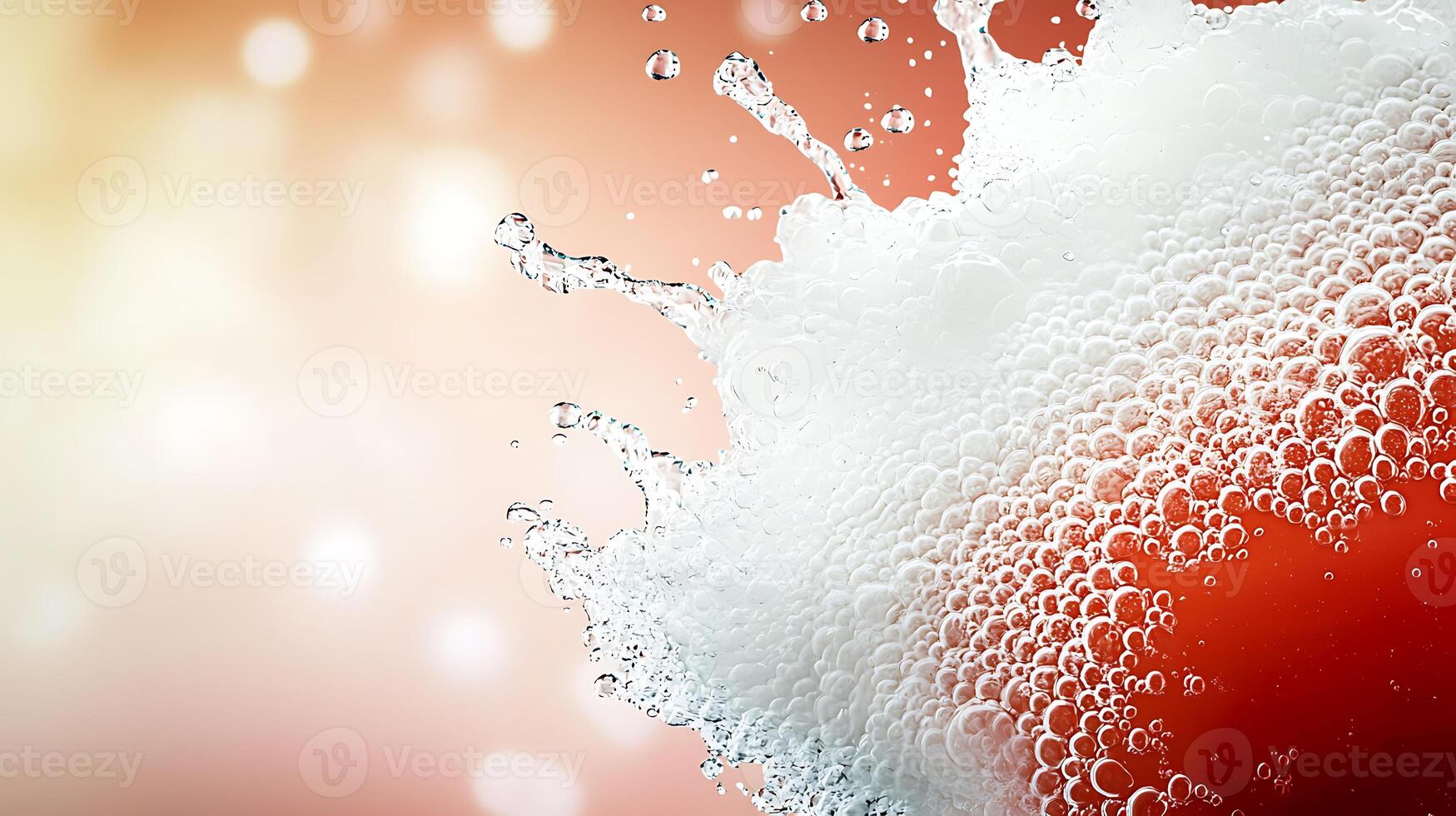 Bubbles splashing against a warm gradient background, creating a refreshing beverage vibe photo