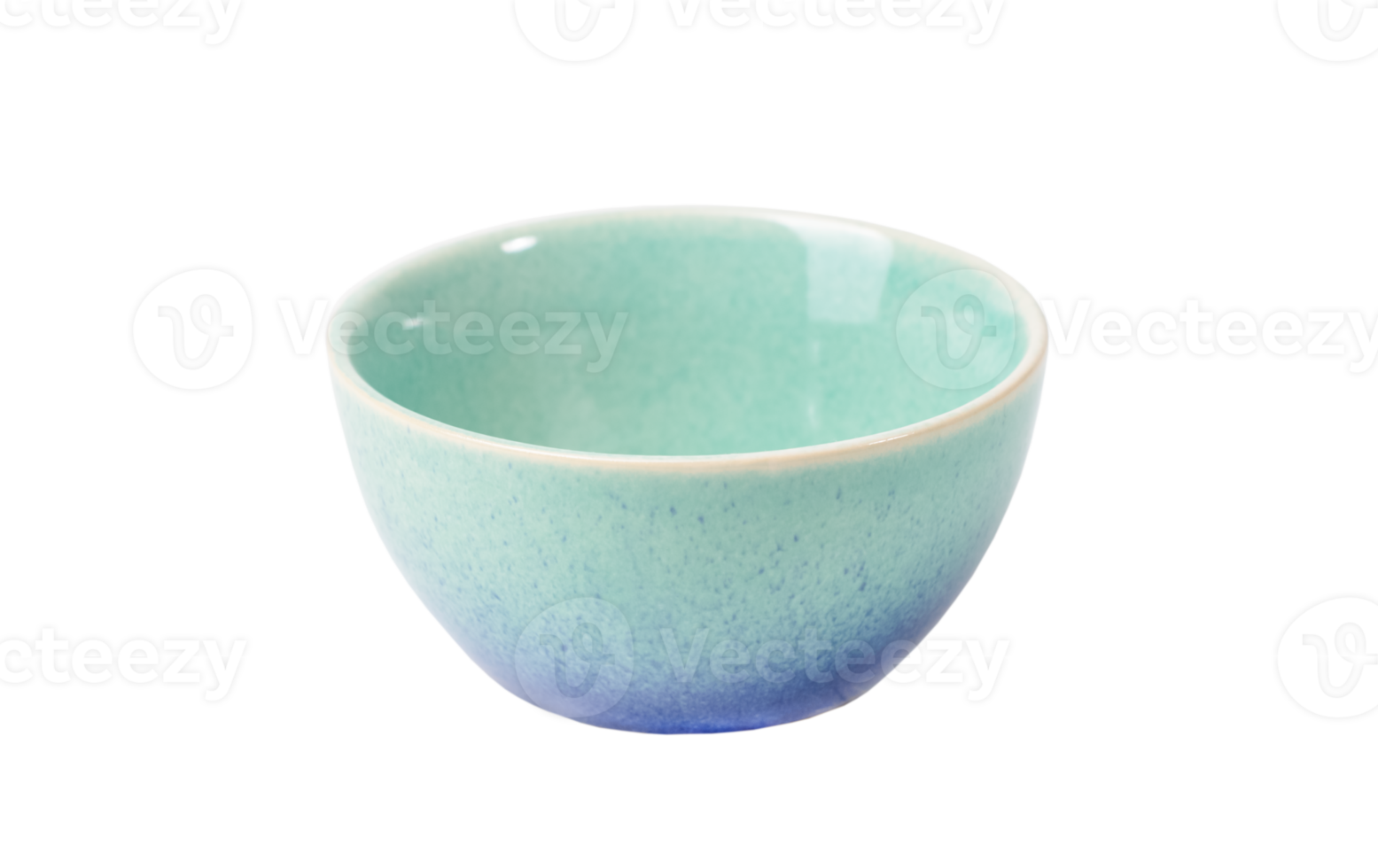 Light blue and turquoise ceramic bowl with speckled glaze isolated on transparent background perfect for serving and displaying food, sauces, candies, png