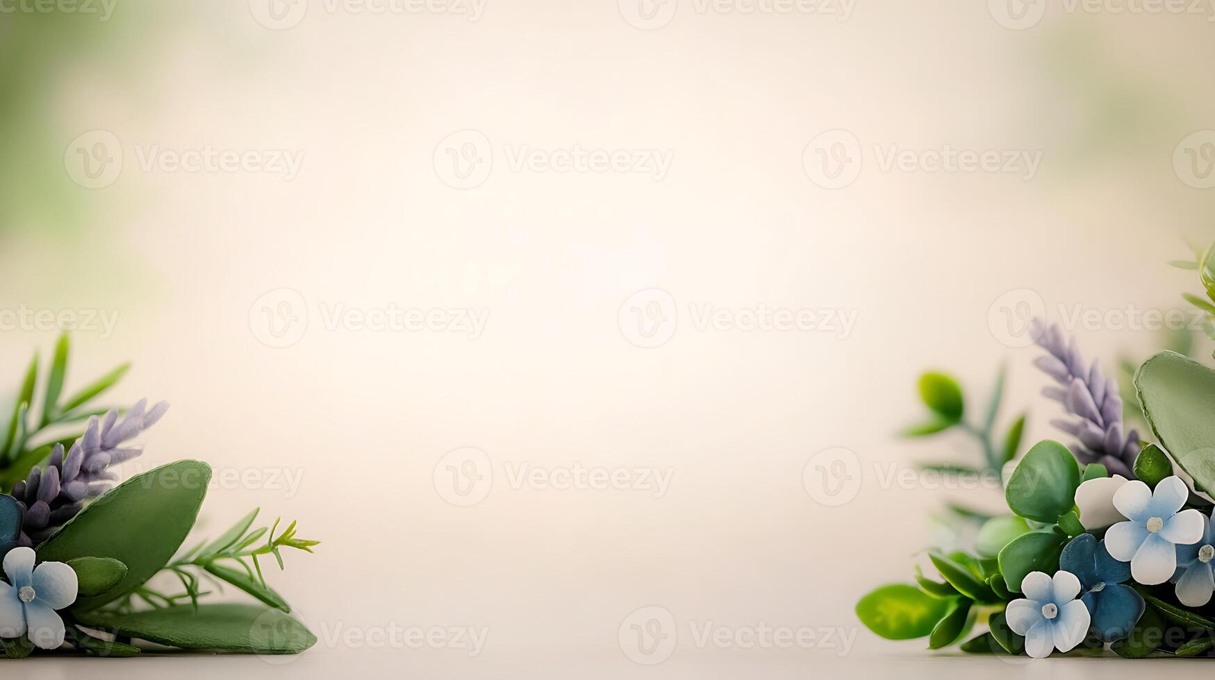 Beautiful floral arrangement with delicate blue and white flowers on a soft blurred background photo