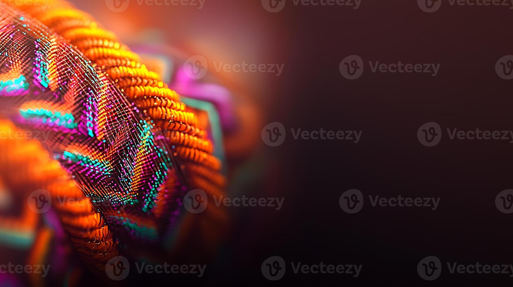 Close-up view of vibrant, intricately woven fabric showcasing colorful patterns and textures photo