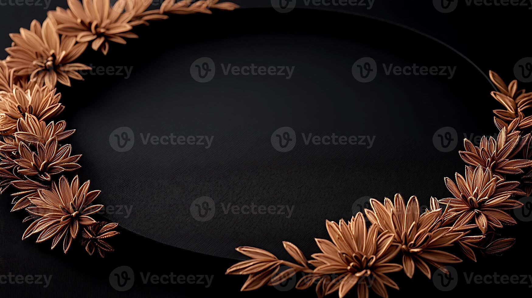 Elegant arrangement of golden flowers on a dark background, showcasing intricate design details photo