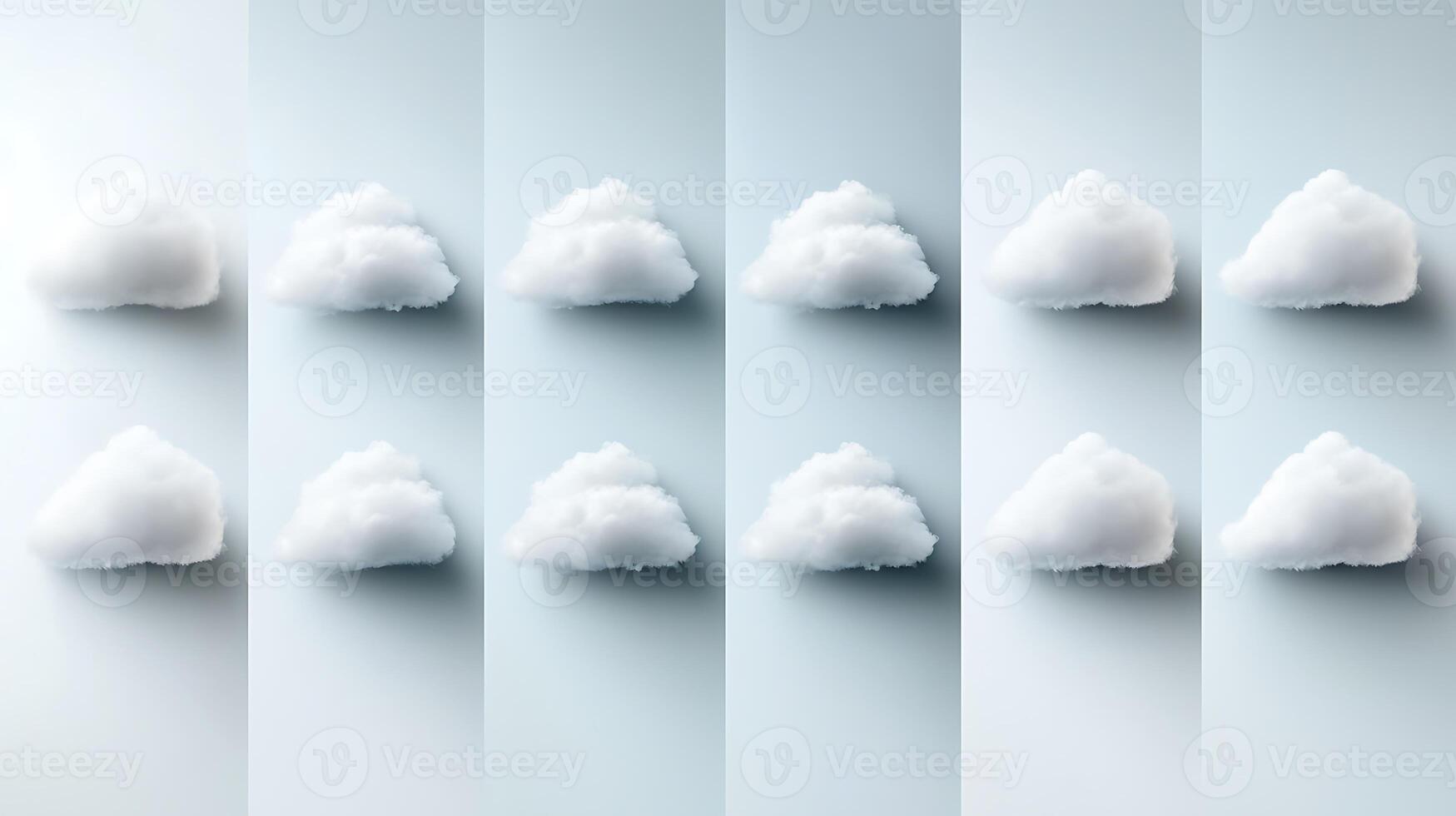 Soft white clouds arranged in a grid pattern against a light blue background, evoking calmness photo
