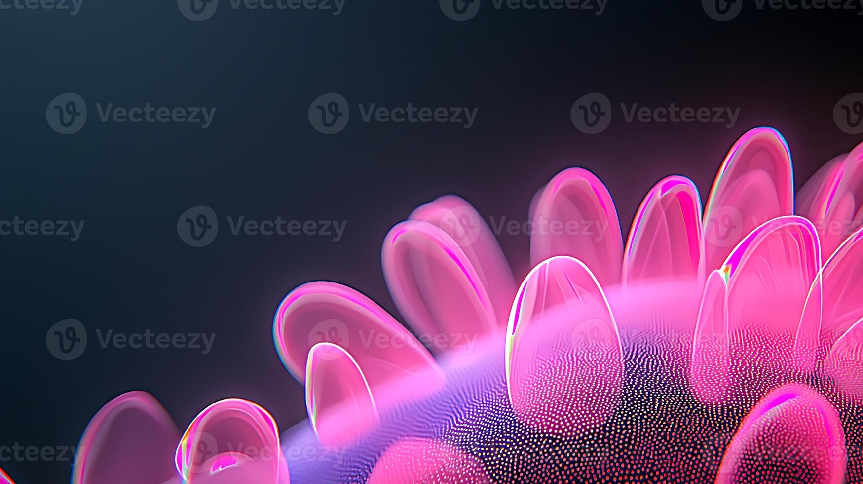 Close-up view of vibrant pink and purple abstract shapes resembling organic forms on a dark background photo
