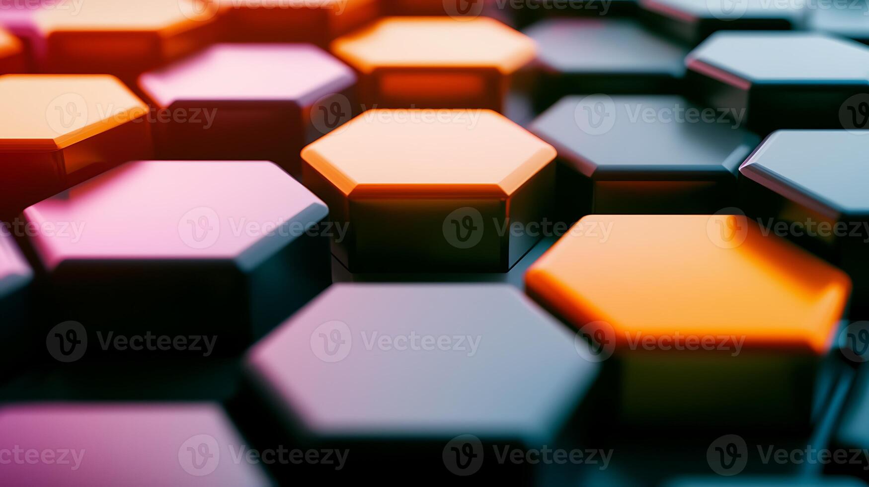 Close-up of colorful hexagonal tiles arranged in a modern pattern, showcasing vibrant colors and textures photo