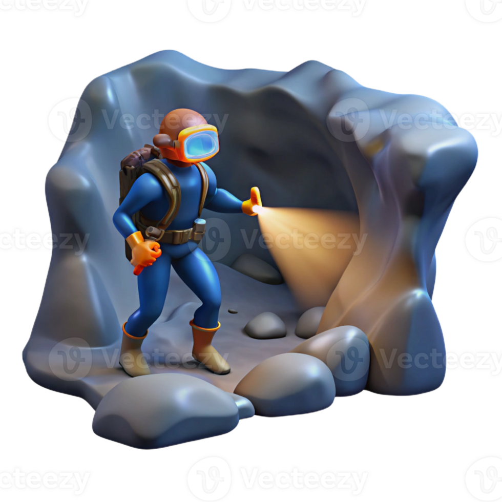 serene modern A diver exploring a dark underwater cave, their flashlight beam revealing ancient cave paintings, in a gritty, realistic style original png