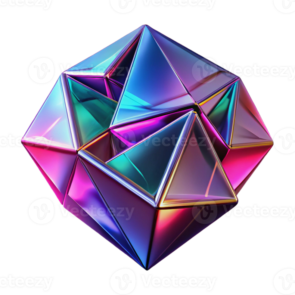stunning modern Fractured geometric shapes in vibrant neon hues, casting sharp, contrasting shadows under a dramatic, chiaroscuro light, with a digital art, glitch effect style high quality png