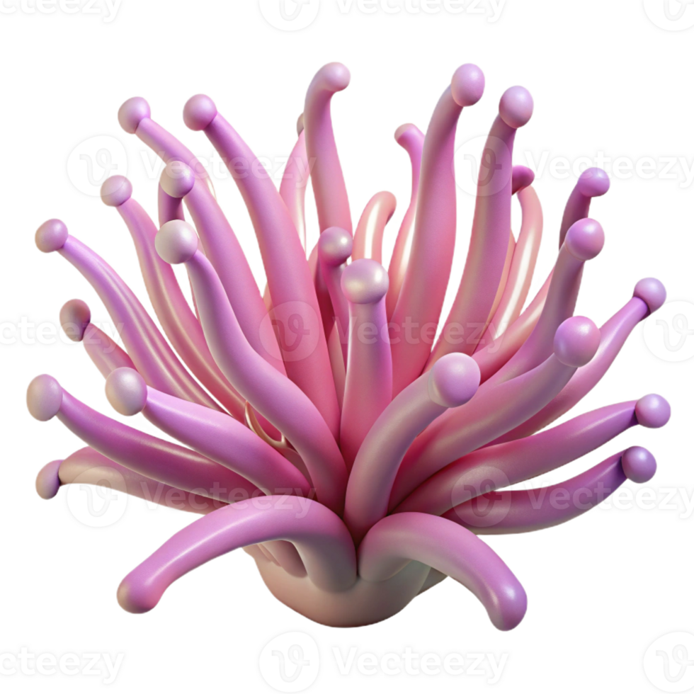 wonderful creative A delicate sea anemone swaying gently in the current, its tentacles reaching out, in a macro photography, scientific illustration style high quality png