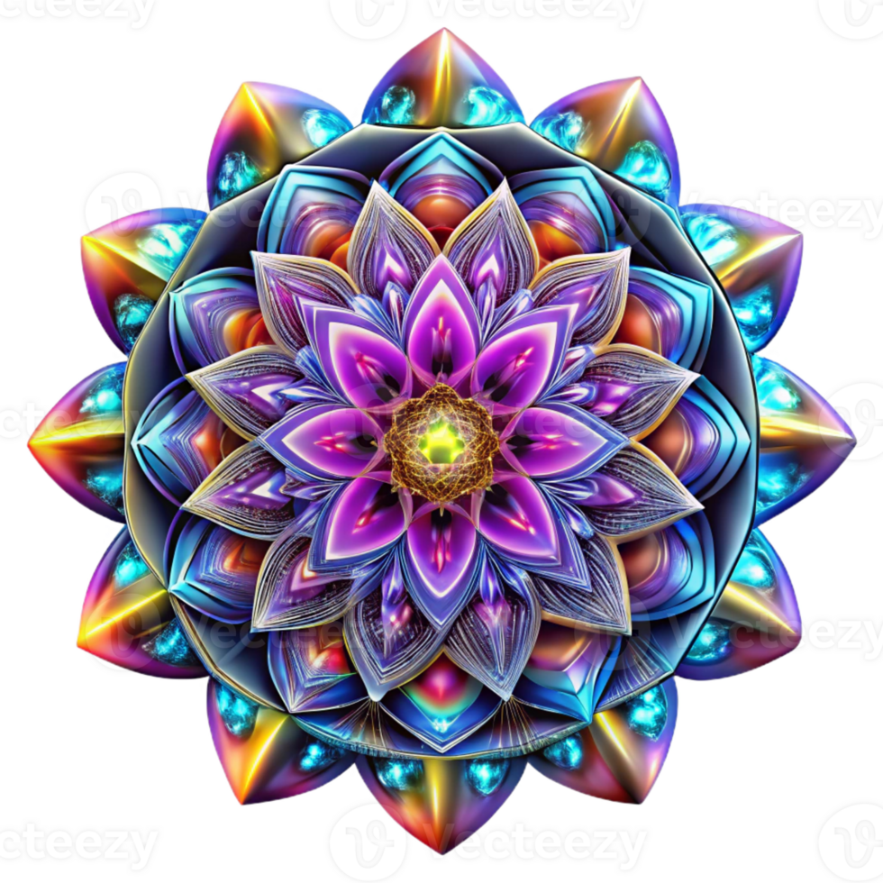 beautiful classic A kaleidoscopic pattern of intricate, fractal designs, illuminated by a bright, multicolored light, in a psychedelic, op-art style premium png