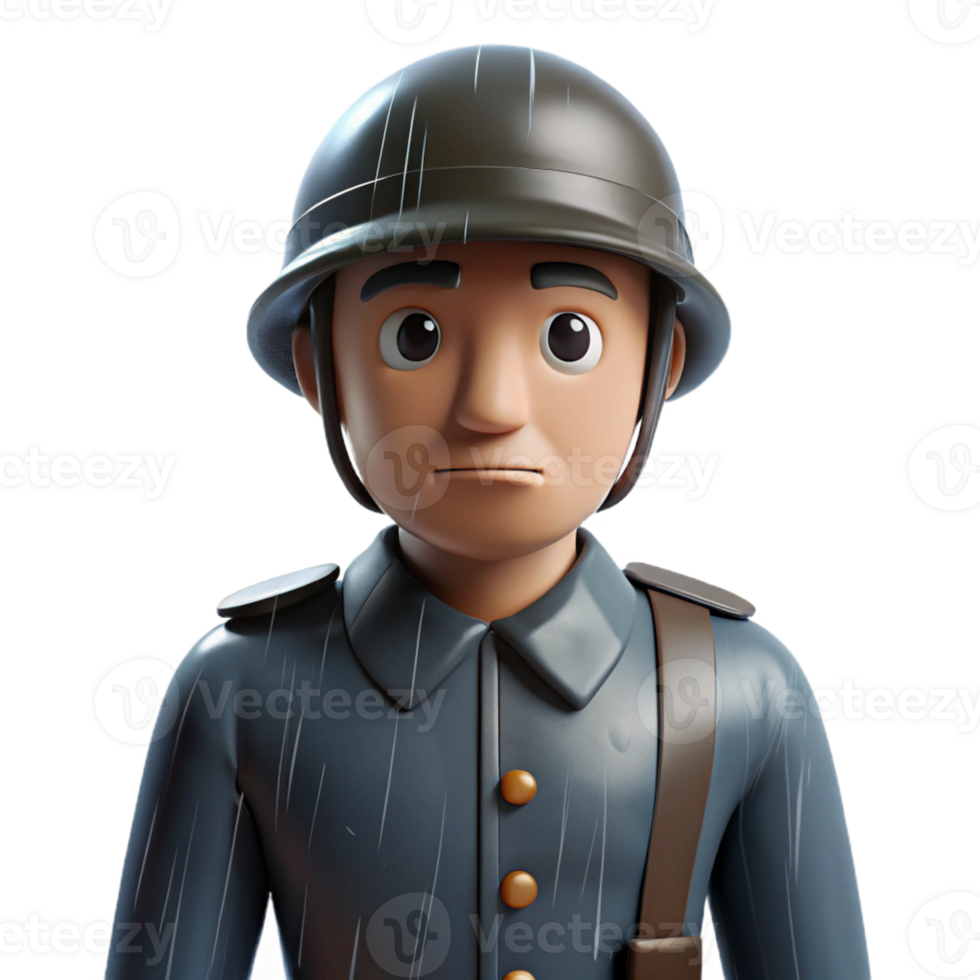 wonderful modern A soldier standing guard in the pouring rain, somber lighting, realistic style detailed png