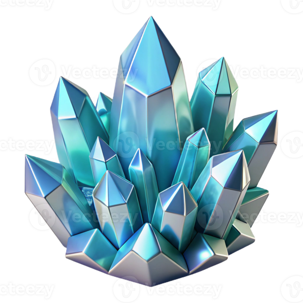 extraordinary vintage A cluster of crystalline structures in cool, icy hues, reflecting a sharp, specular light, with a futuristic, geometric style 4K png
