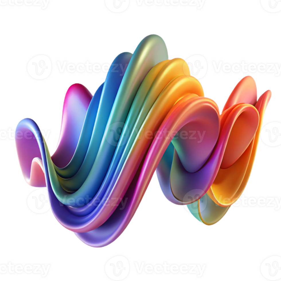 stunning creative Abstract representation of sound waves, visualized as vibrant ribbons of color, with a dynamic, flowing movement and soft focus exclusive png