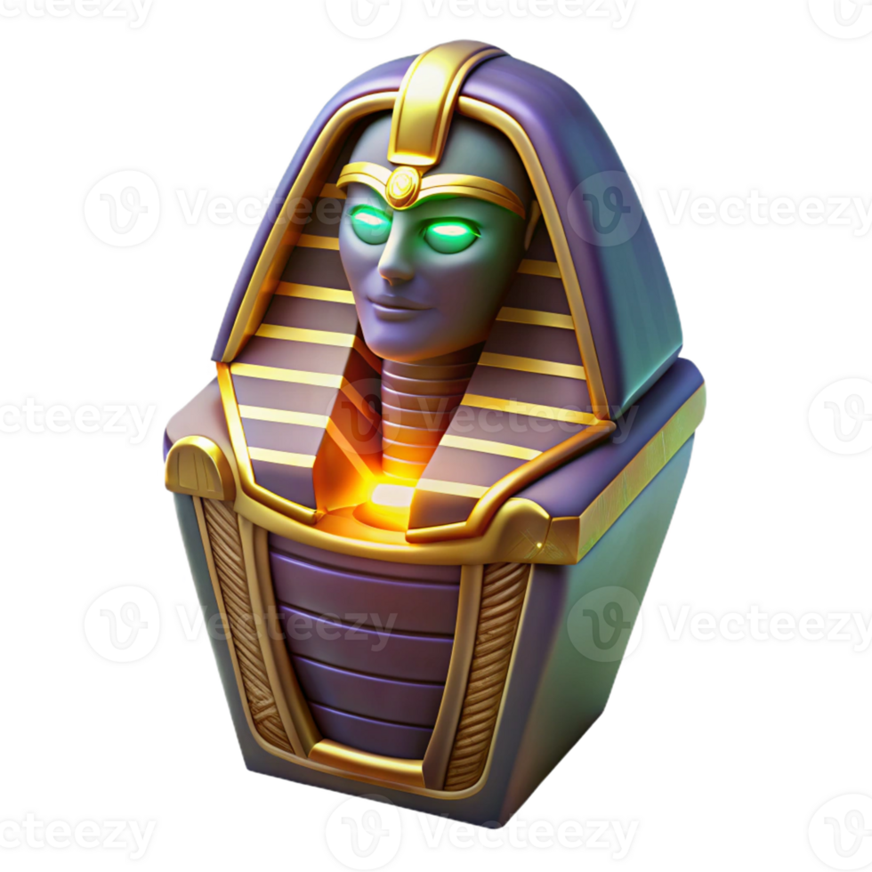 beautiful vintage An Egyptian pharaoh's sarcophagus, ornate with hieroglyphs, emitting a soft, otherworldly glow, dark fantasy style, cinematic lighting, authentic png