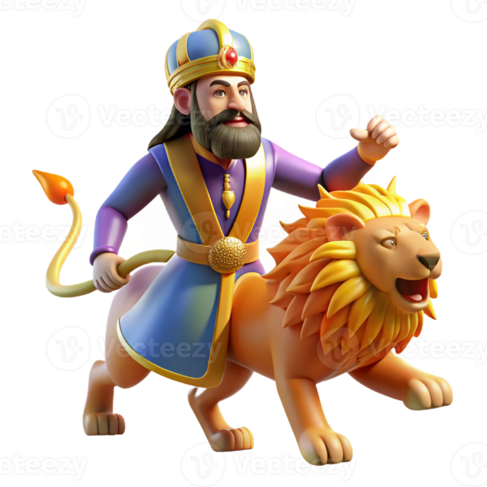vibrant modern An Assyrian king on a lion hunt, dramatic action scene, vibrant colors, midday sun, art nouveau style, high quality png