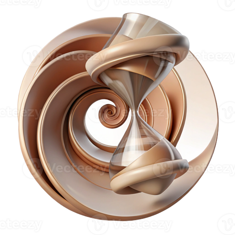 impressive modern Abstract representation of time, depicted as a spiraling, fragmented timeline, with a vintage, distressed aesthetic and subtle sepia tones high quality png
